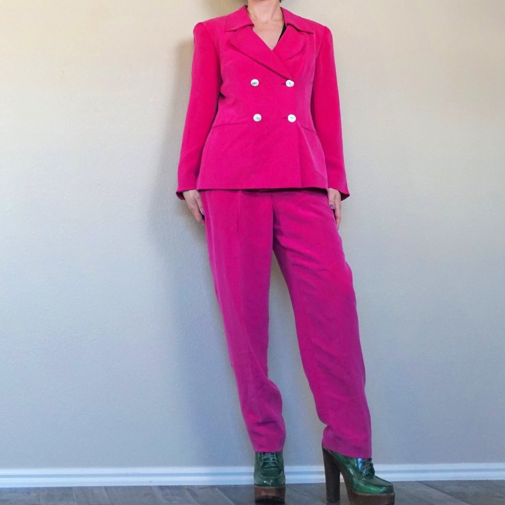 NWT Pink Barbie Style Silk Jones Suit